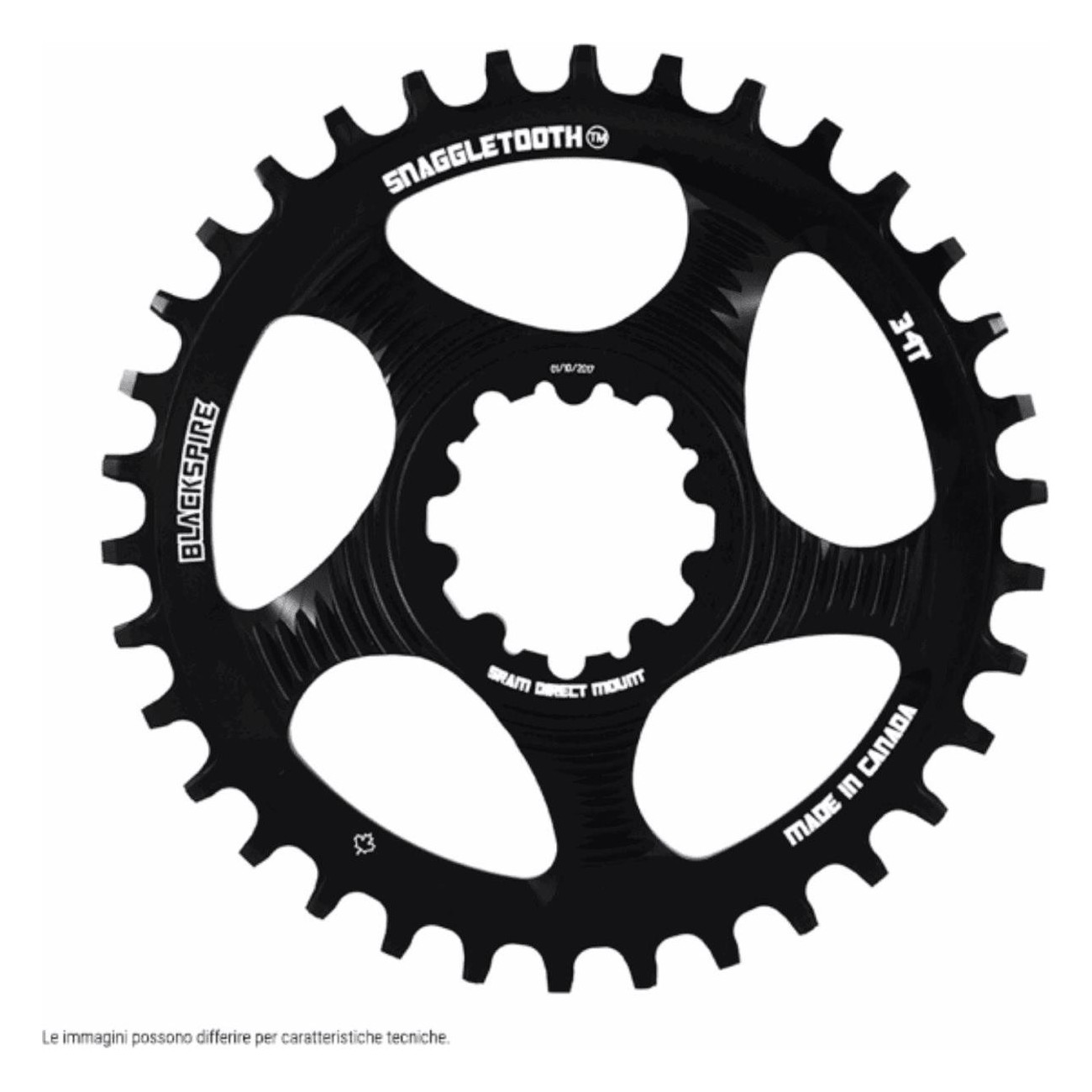 34T Snaggletooth MTB Chainring Direct Mount 6mm Offset for Sram, Black - 1