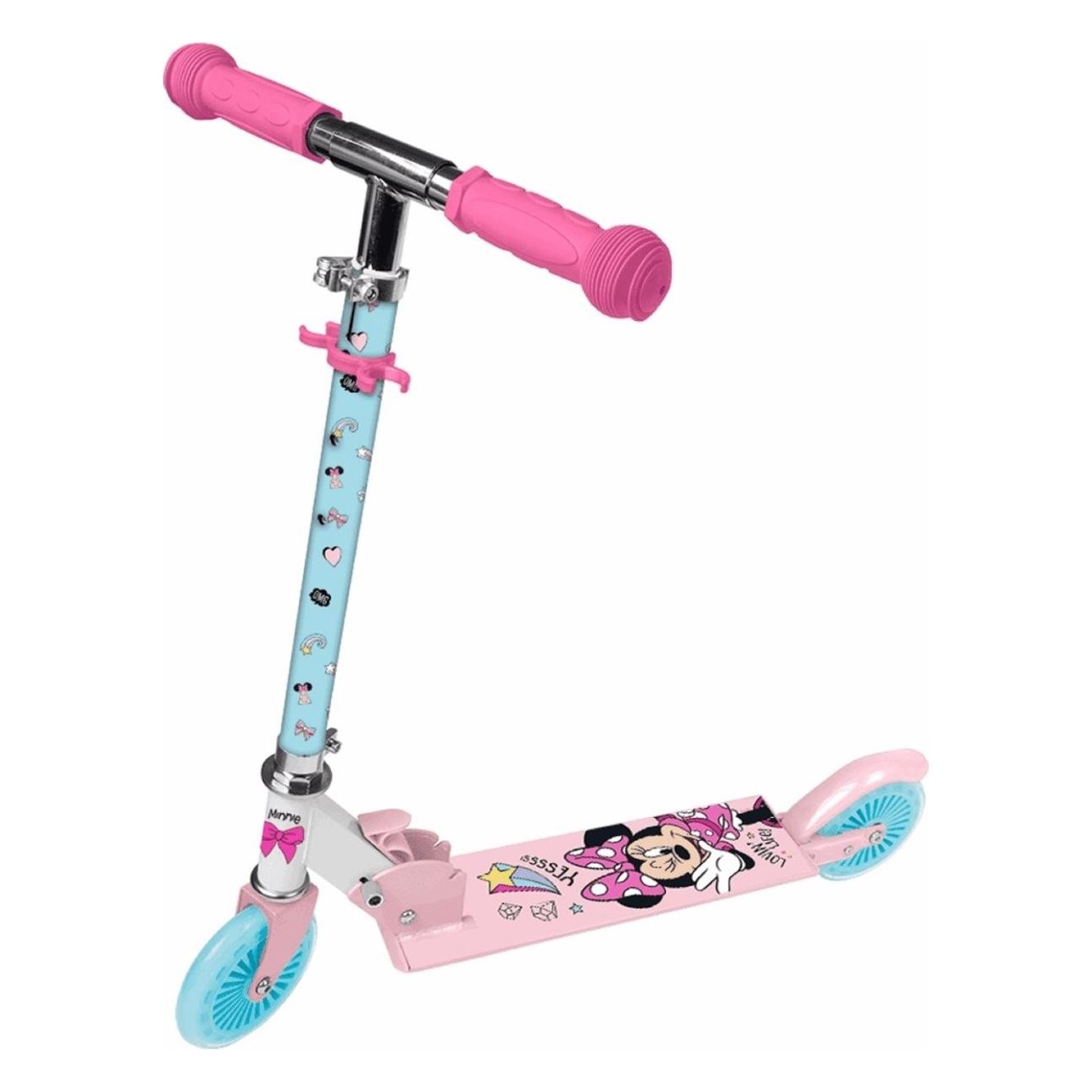 Minnie Pink Foldable Scooter for Girls with Adjustable Handlebar, 50kg - 2