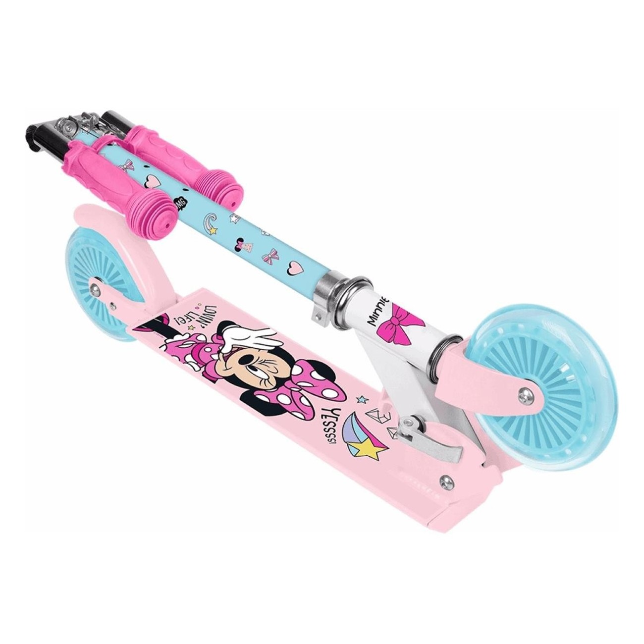 Minnie Pink Foldable Scooter for Girls with Adjustable Handlebar, 50kg - 3