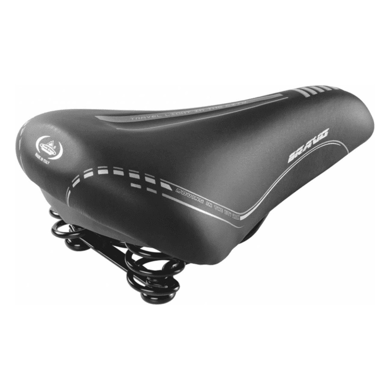 Citybike Saddle Bravo Soft Black with Spring Structure and FLEX PU Padding, 275x180 mm, 685g - 1