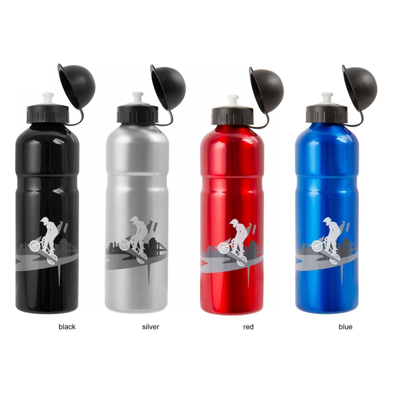 750ml Aluminum Water Bottle with Black Sealing Cap, Assorted Colors - 6