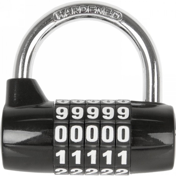 M-WAVE Black Combination Lock with 5 Discs - Size 64x60x27 mm - 1