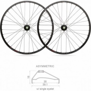 Paire de Roues MTB Tubeless 27,5' Boost Shimano 10/11V, Profil 35mm, Noir - 1