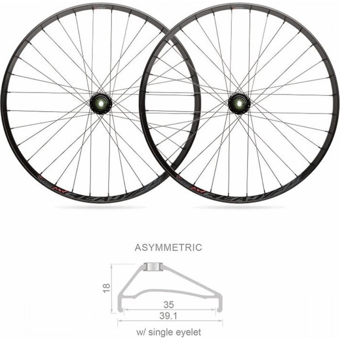 Coppia Ruote MTB Tubeless 27,5' Boost Shimano 10/11V, Profilo 35mm, Colore Nero - 1 - Ruote complete - 8005586216595