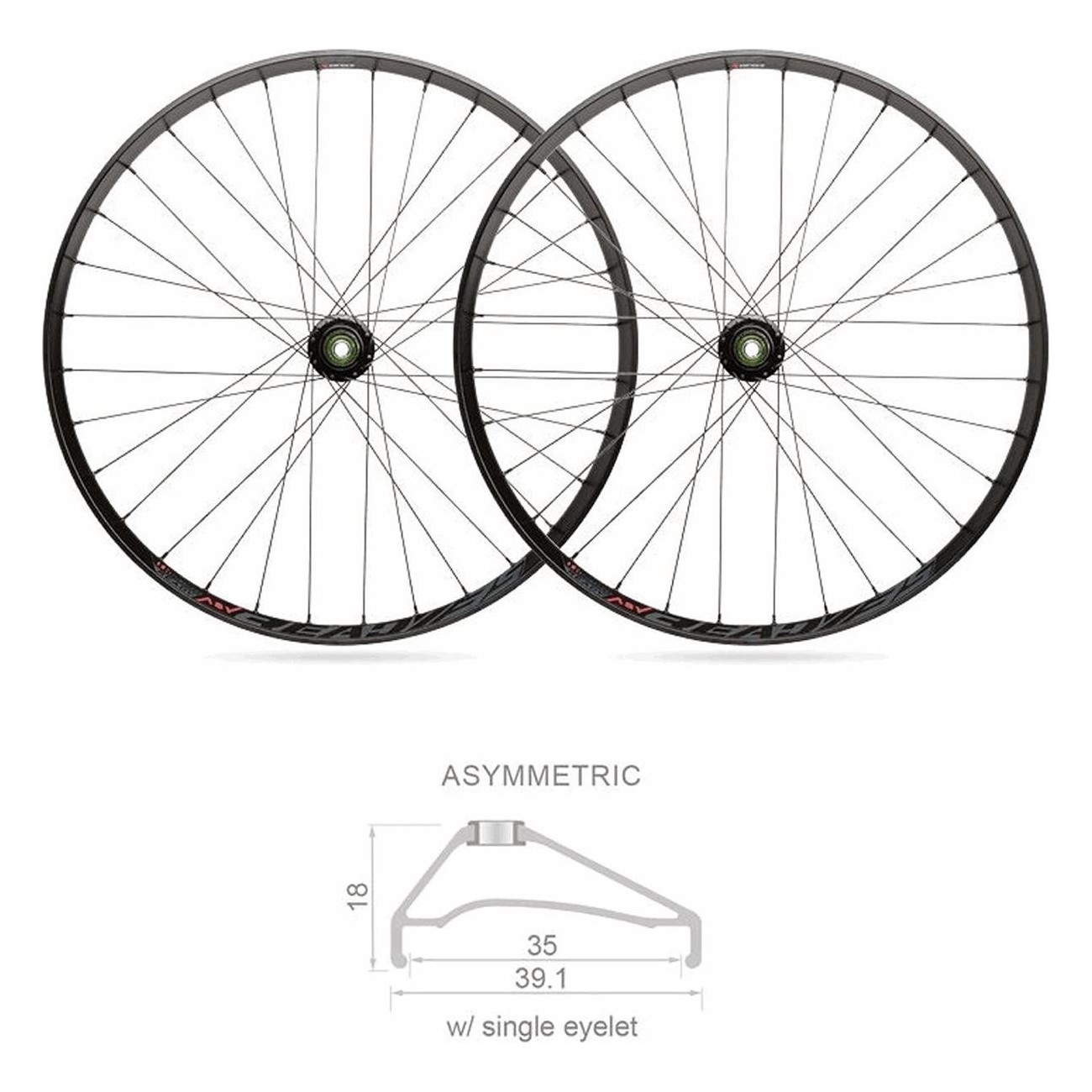 Ruedas MTB Tubeless 27,5' Boost Shimano 10/11V, Perfil 35mm, Negro - 1