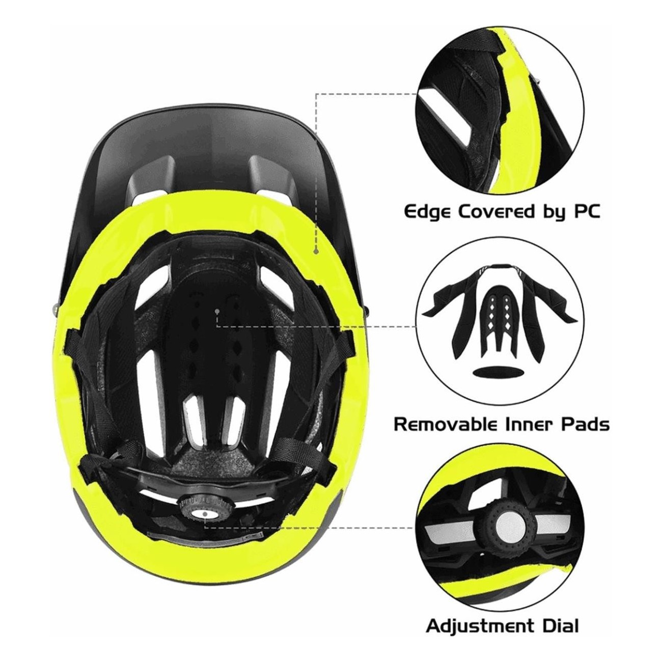 Casque B•RACE STONE II In-Mold Noir/Lime Taille L/XL (58-62 cm) - Sécurité et Confort - 3