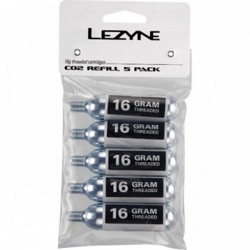 Lezyne CO2 Kartuschen 16g Gewinde Silber - 5 Stück Packung - 1