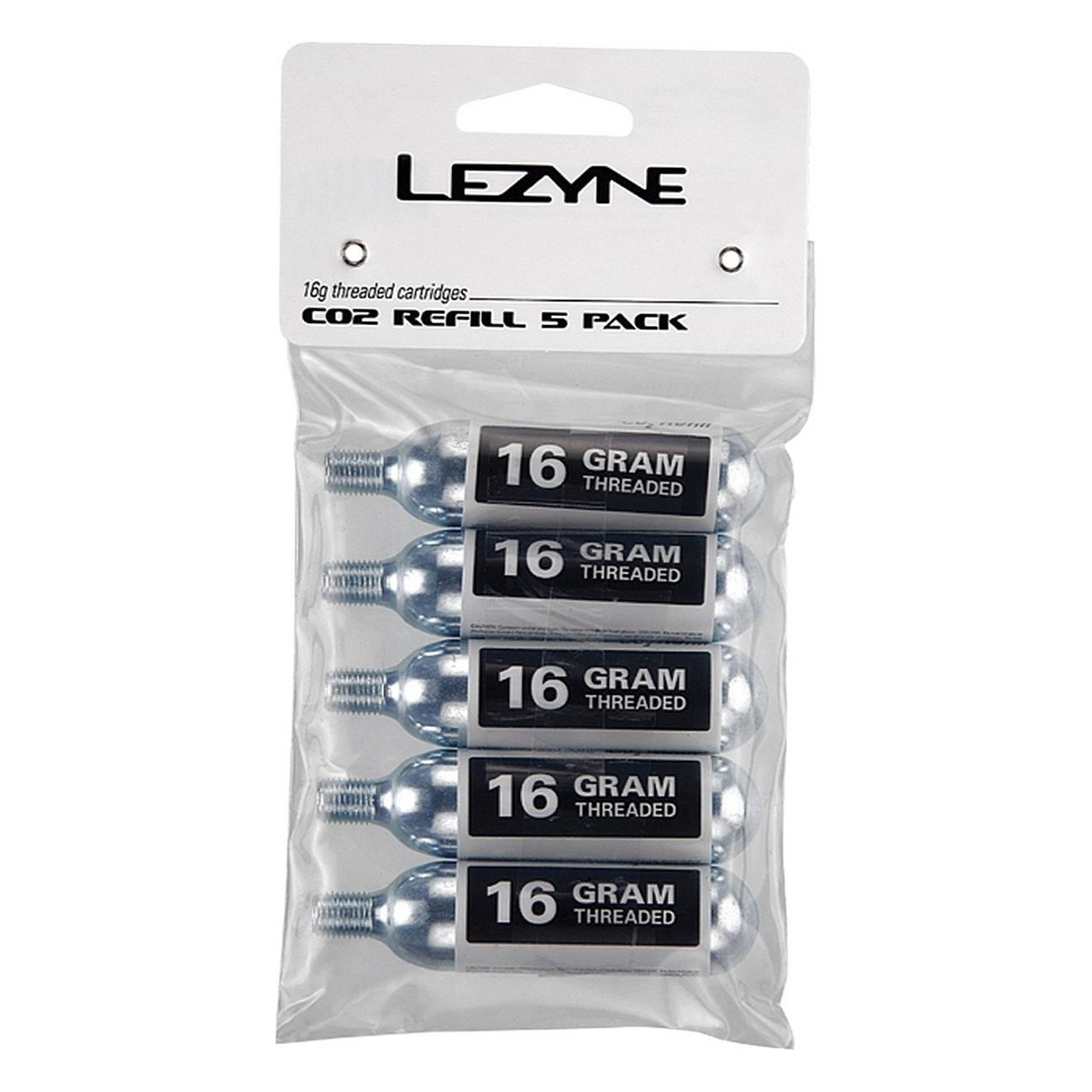 Lezyne 16g CO2 Cartridges Silver - Pack of 5 - 1