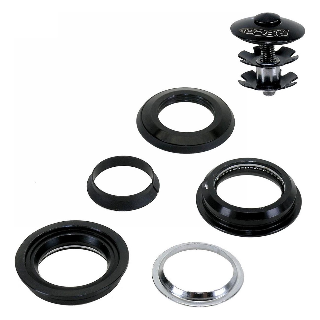 Neco Semi-Integrated Headset 1.1/8' in Black Aluminum/Steel - 28.6/44.0/30.0 mm - 2