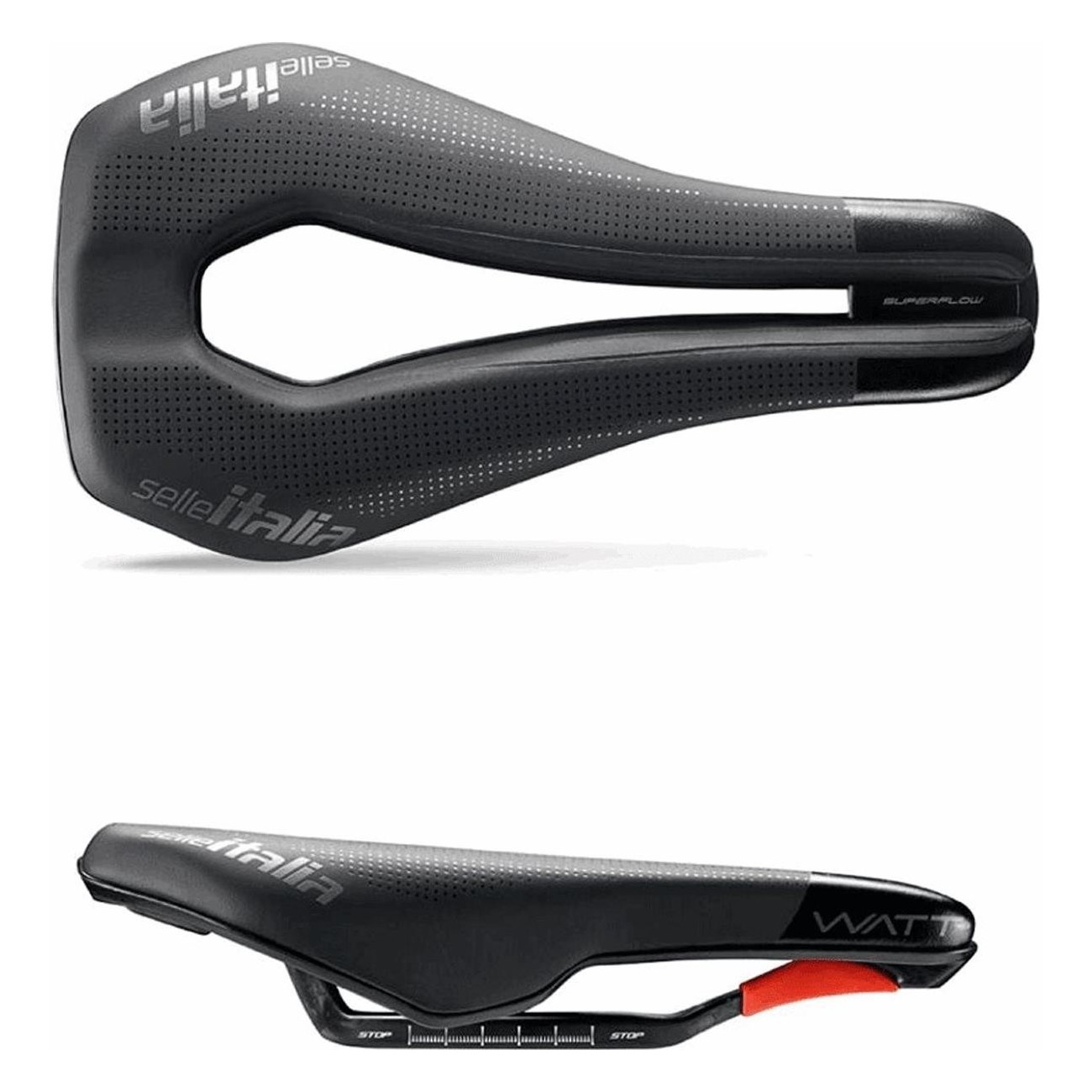 Selle WATT 133x255mm Superflow en carbone, légère 190g, antidérapante - 1