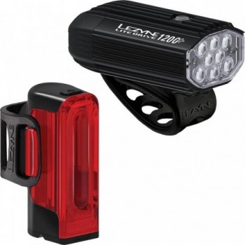 Set de Lumières de Vélo Noir Satiné: Lite Drive 1200+ Avant et Strip Drive Pro 400+ Arrière - 1