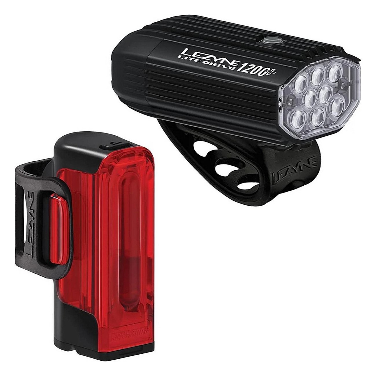 Set de Lumières de Vélo Noir Satiné: Lite Drive 1200+ Avant et Strip Drive Pro 400+ Arrière - 1