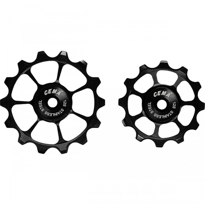 Puleggia in Acciaio Inossidabile 12V Nera per Deragliatori Shimano e SRAM - 1 - Pulegge - 4712910908616