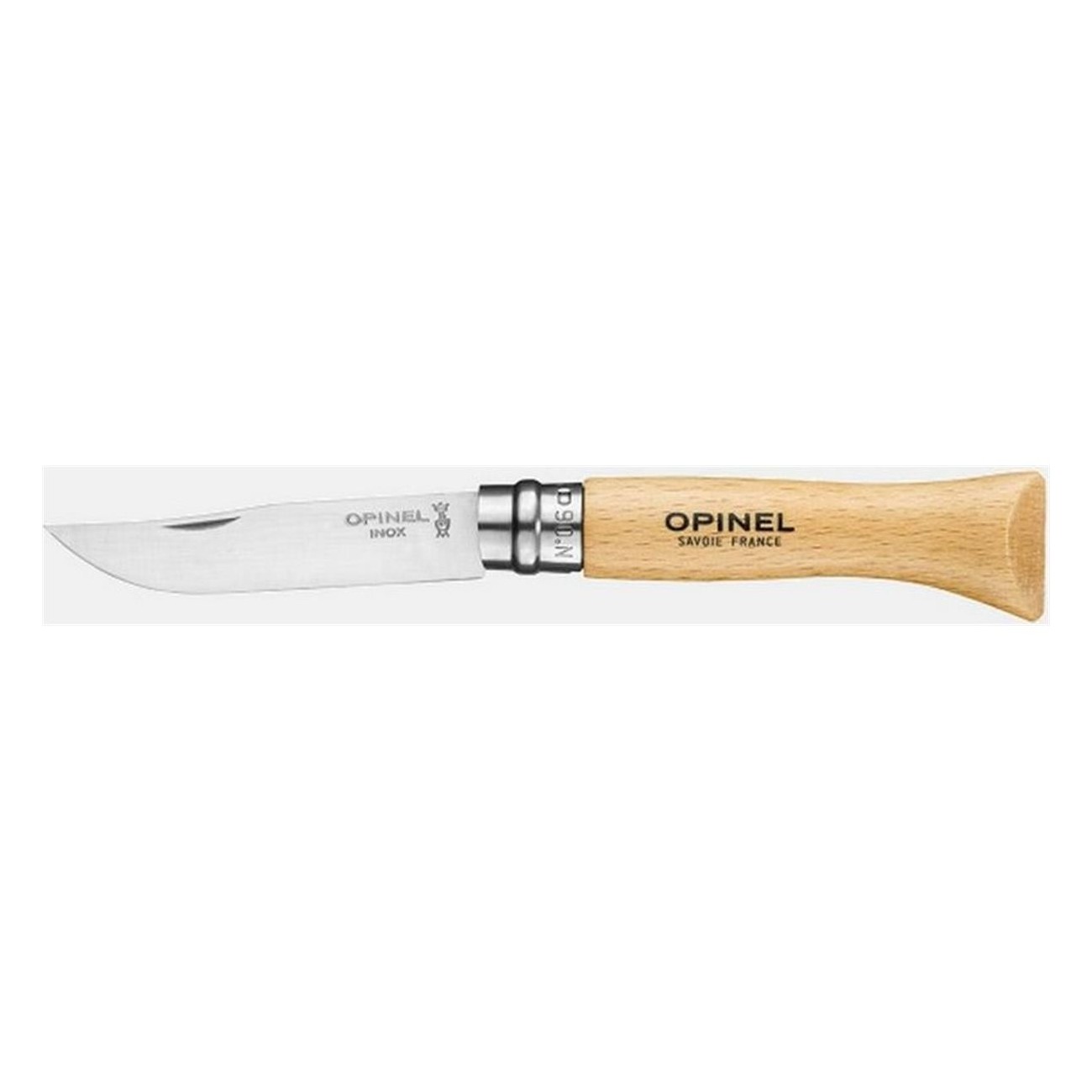 Opinel Viroblock Knife N.6 Inox - 12 Pieces Display, 7 cm Blade, Beech Handle - 1