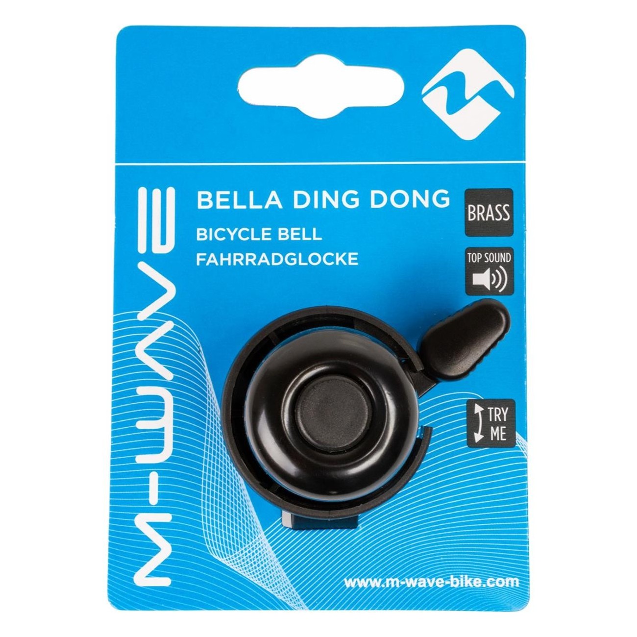 Cloche Ding-Dong Mini en Laiton Noir pour Guidon 22,2 mm M-WAVE - 2