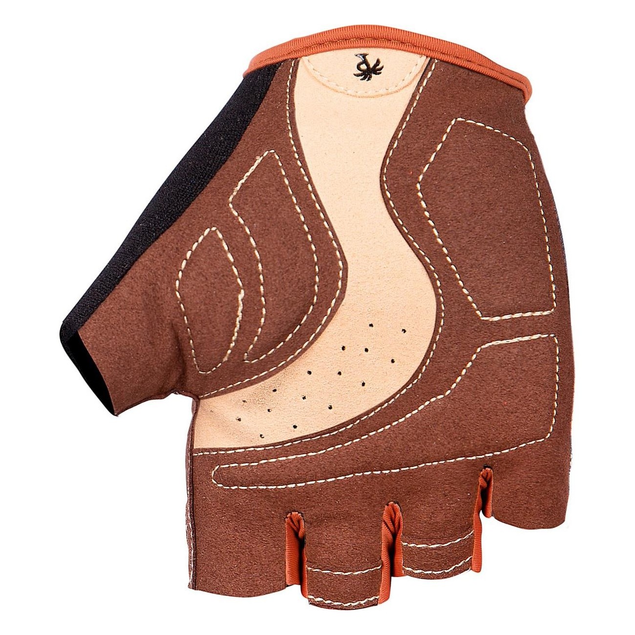 Gants de cyclisme à doigts courts XS Gris-Marron avec paume en Clarino et gel - 2