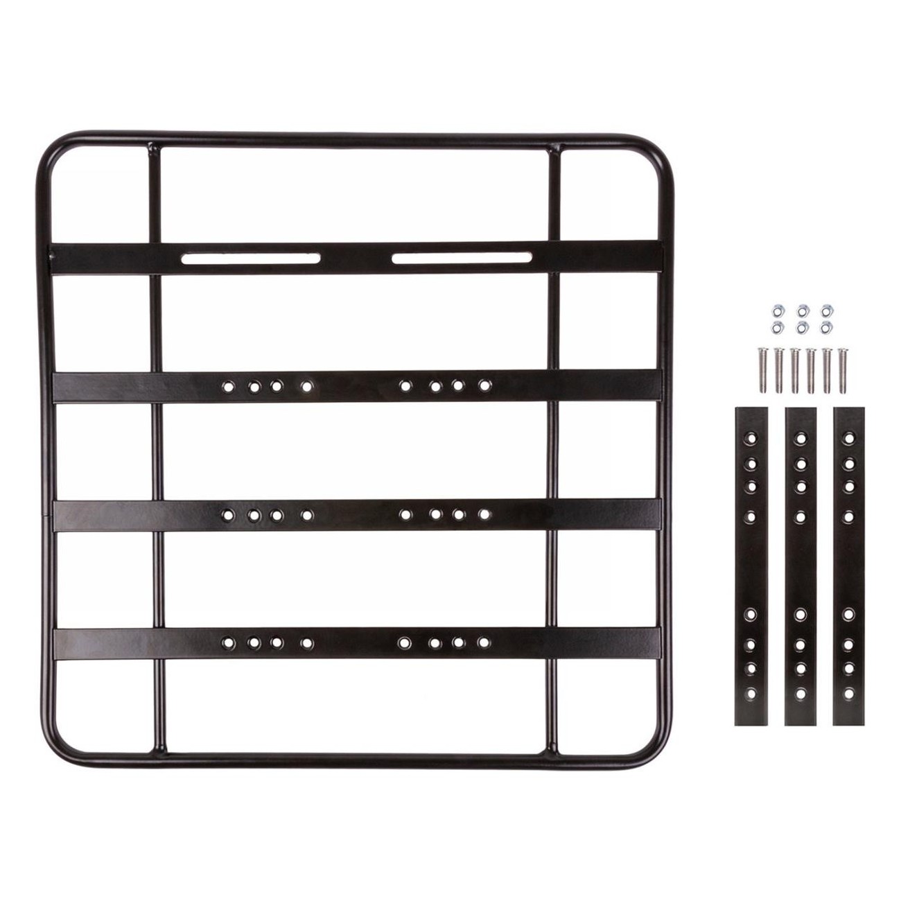 Racky Basisplatte aus schwarzem Aluminium 400x400mm mit Montageset - 7