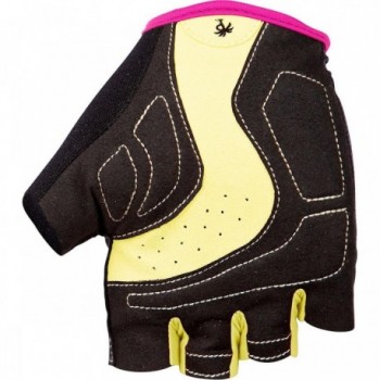 Short Finger Gloves with Clarino Palm and Gel Padding - Size XXL, Black & Colorful - 2