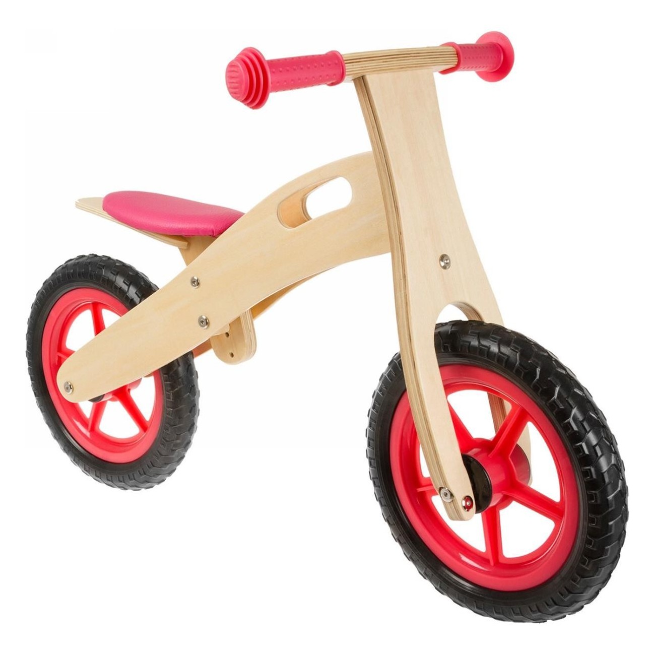 Holz Rennrad für Kinder 12 Zoll, Rot, mit verstellbarem Sattel - 1