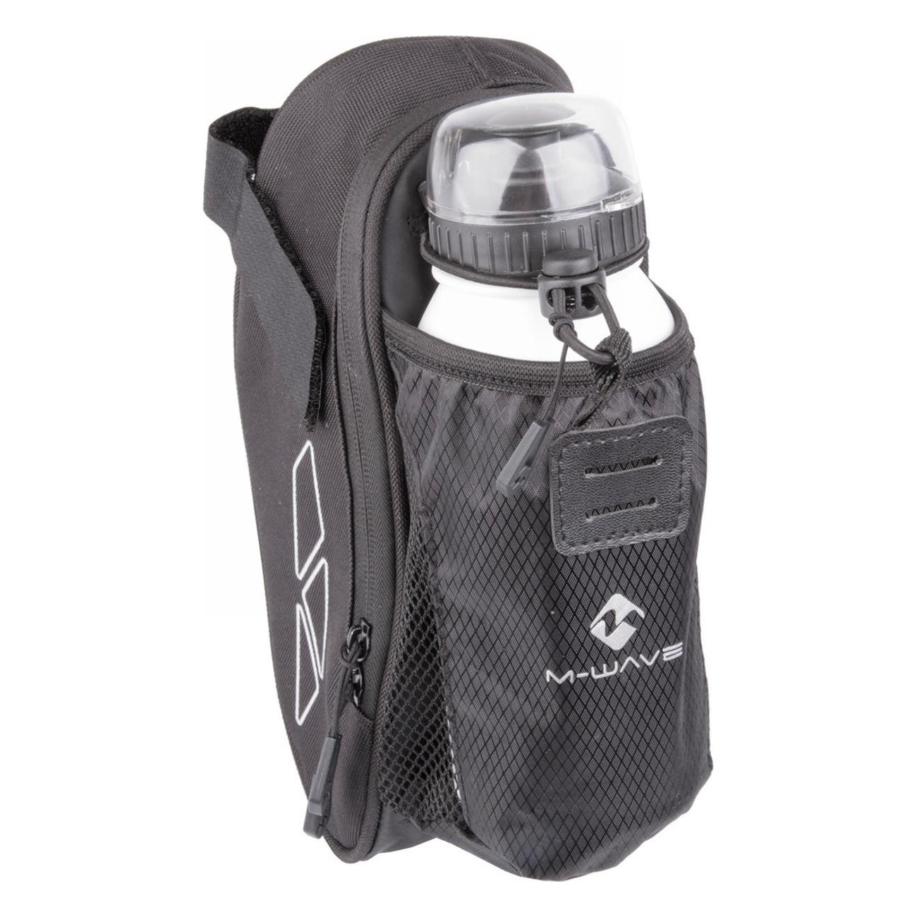 Waterproof Saddle Bag Amsterdam Bottle M-Wave Black with Reflective Print - 2