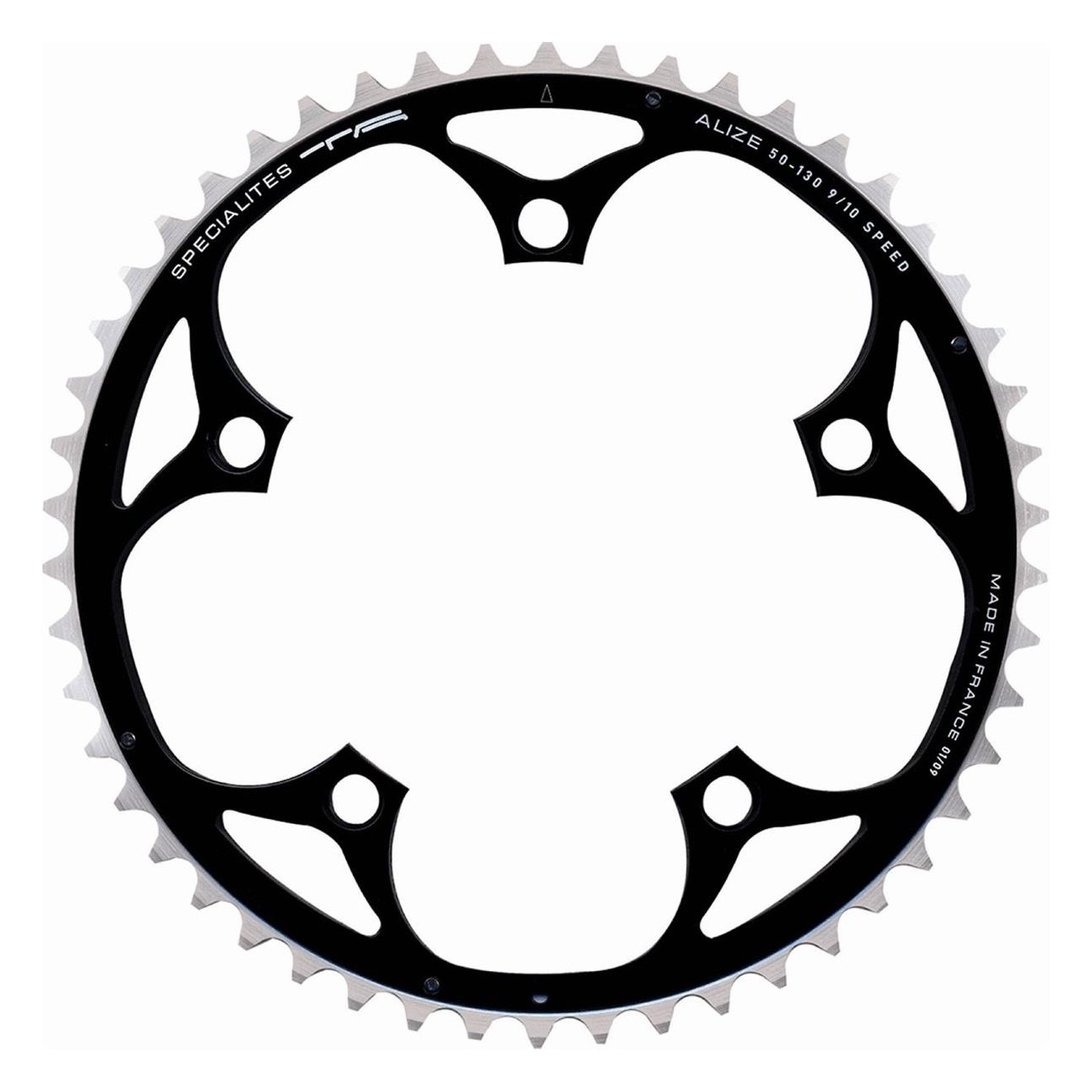 Single Chainring 53 Teeth Black for 9/10 Speed, BCD 110mm, 5 Arms, T.A. Compatible - 1