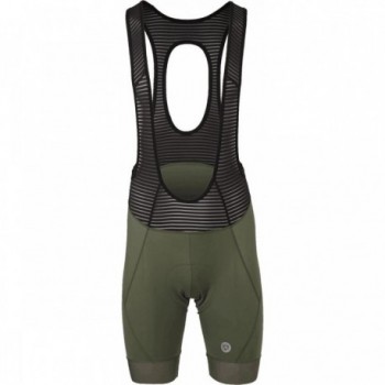 Men's Short Bib Shorts ESSENTIAL Prime Black/Army Green Size S with RED120 Pad - 1