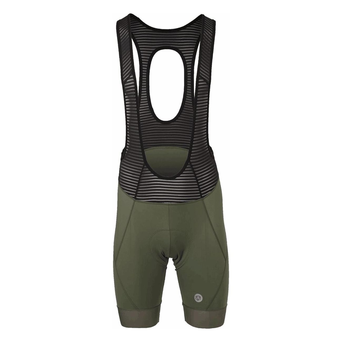 Salopette Corta Uomo ESSENTIAL Prime Nero/Army Green Taglia S con Fondello RED120, Power Lycra 210gr, Traspirante ed Elasticizza