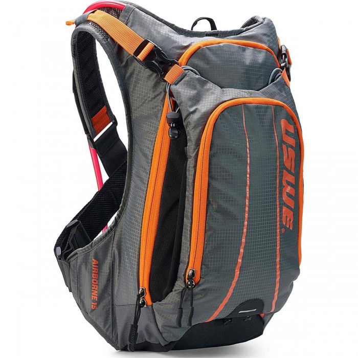 Mochila Airborne 15L Gris-Naranja con Saco de Hidratación Elite y 12 Bolsillos - 1