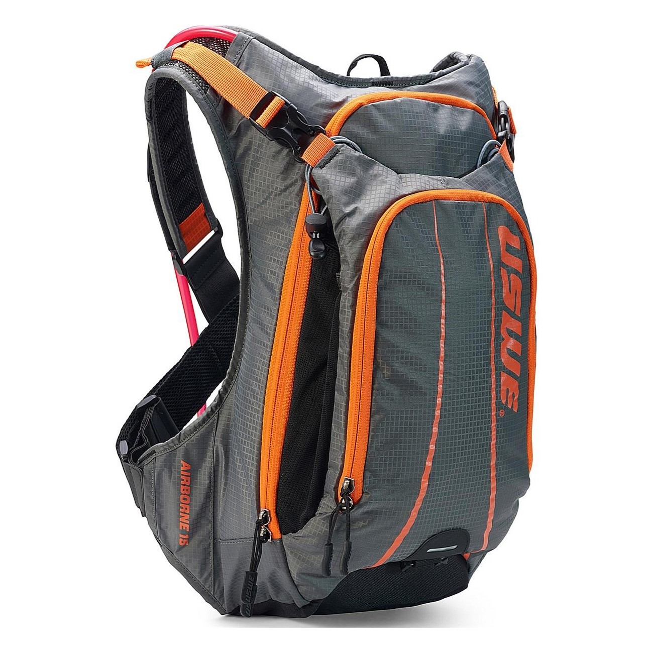 Mochila Airborne 15L Gris-Naranja con Saco de Hidratación Elite y 12 Bolsillos - 1