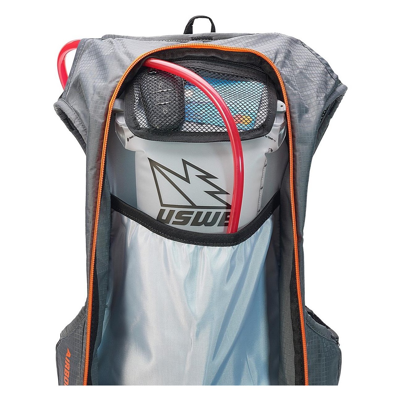 Mochila Airborne 15L Gris-Naranja con Saco de Hidratación Elite y 12 Bolsillos - 3