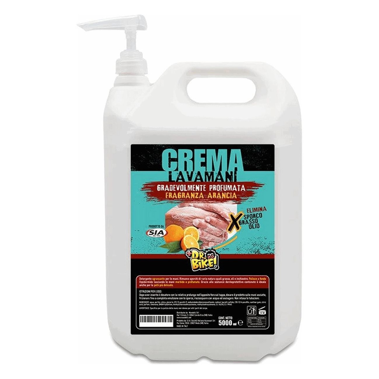 Crema Lavamani Dr.bike all'Arancia 5L per Officine - Detergente Efficace e Profumato - 1 - Creme - 