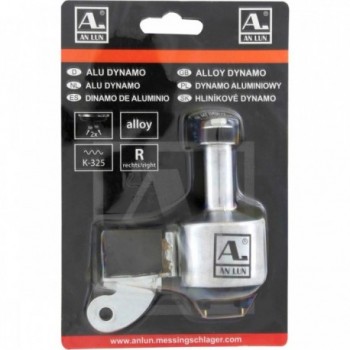 Dynamo ANLUN 6V/3W Droite en Aluminium Argent avec Grand Rouleau en Caoutchouc - 2