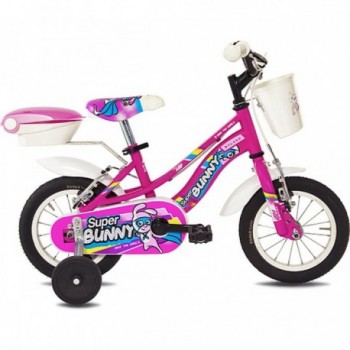 Bicicleta para Niños Super Bunny 12 Fucsia con Marco de Acero y Frenos V-Brake - 1