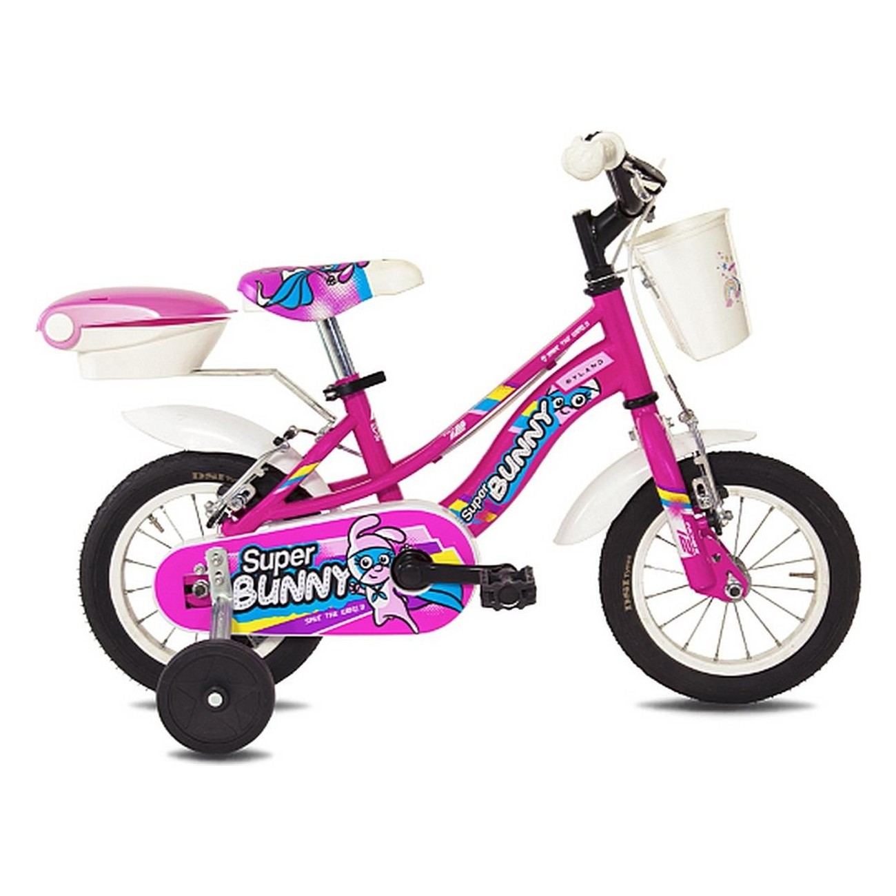 Bicicleta para Niños Super Bunny 12 Fucsia con Marco de Acero y Frenos V-Brake - 1