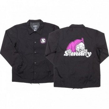 Chaqueta de Viento Sunday Creepy Sweeper - Negro con Detalles Violeta/Blanco, Talla S - 1