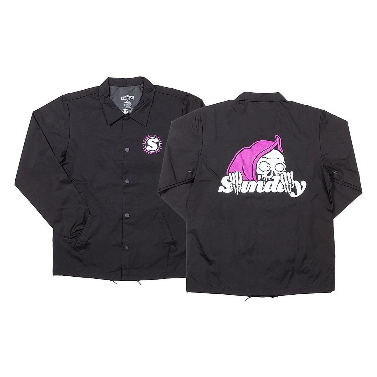 Chaqueta de Viento Sunday Creepy Sweeper - Negro con Detalles Violeta/Blanco, Talla S - 1