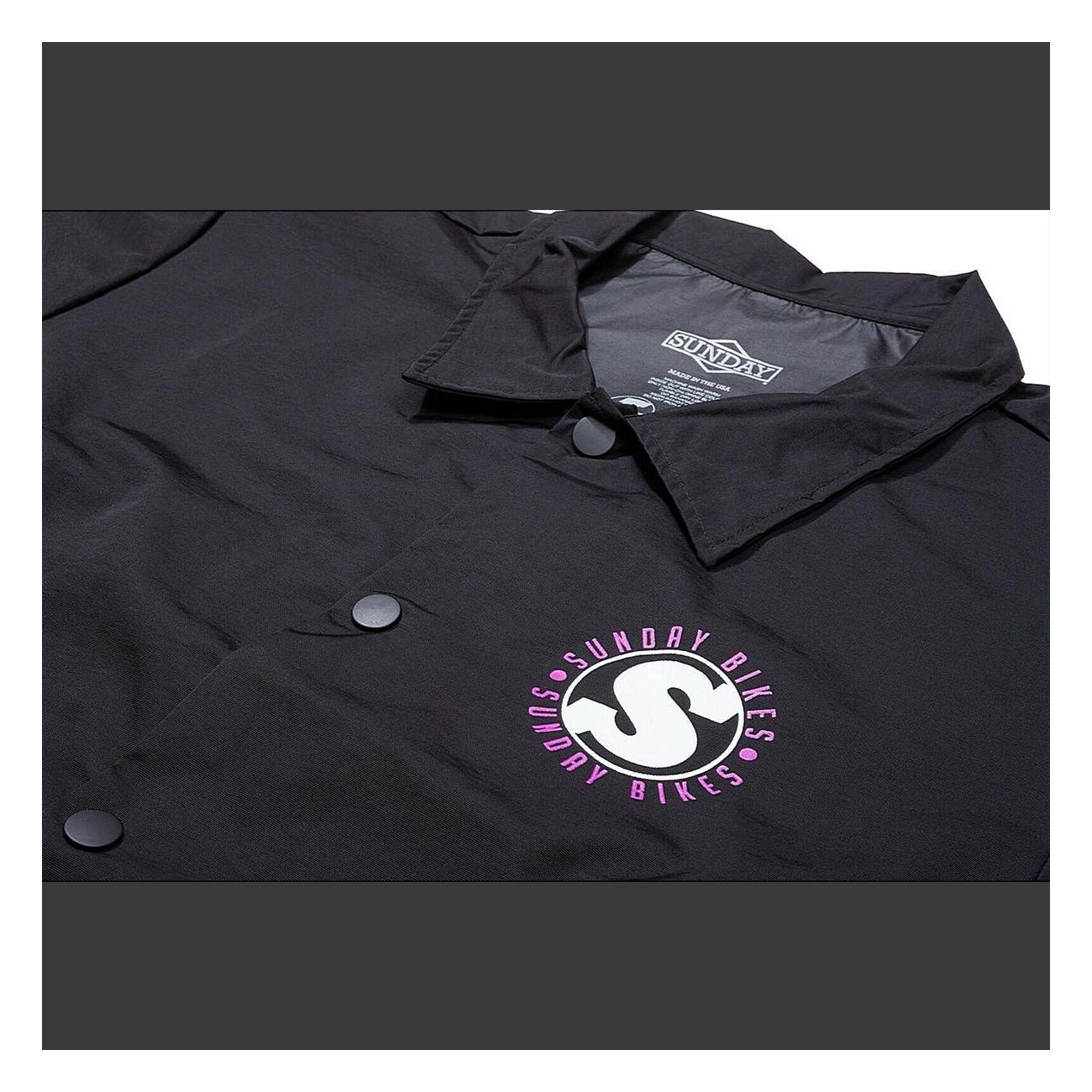 Chaqueta de Viento Sunday Creepy Sweeper - Negro con Detalles Violeta/Blanco, Talla S - 2