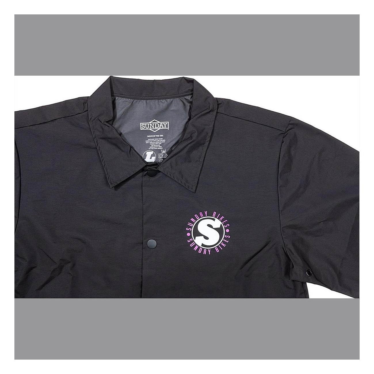 Chaqueta de Viento Sunday Creepy Sweeper - Negro con Detalles Violeta/Blanco, Talla S - 3