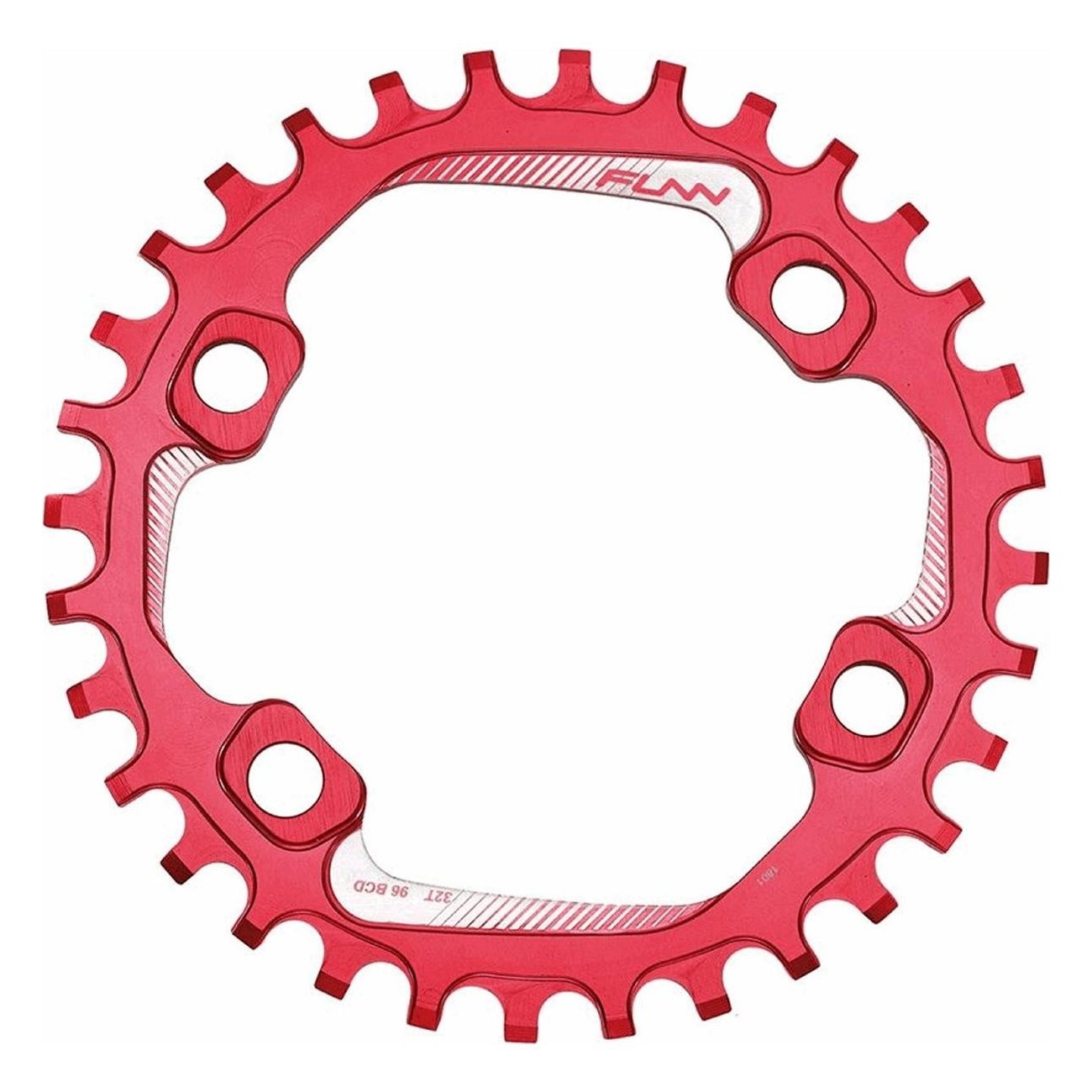 30T Aluminum 7075 CNC Red Chainring, BCD 96mm, Shimano Asymmetric Compatible - 1