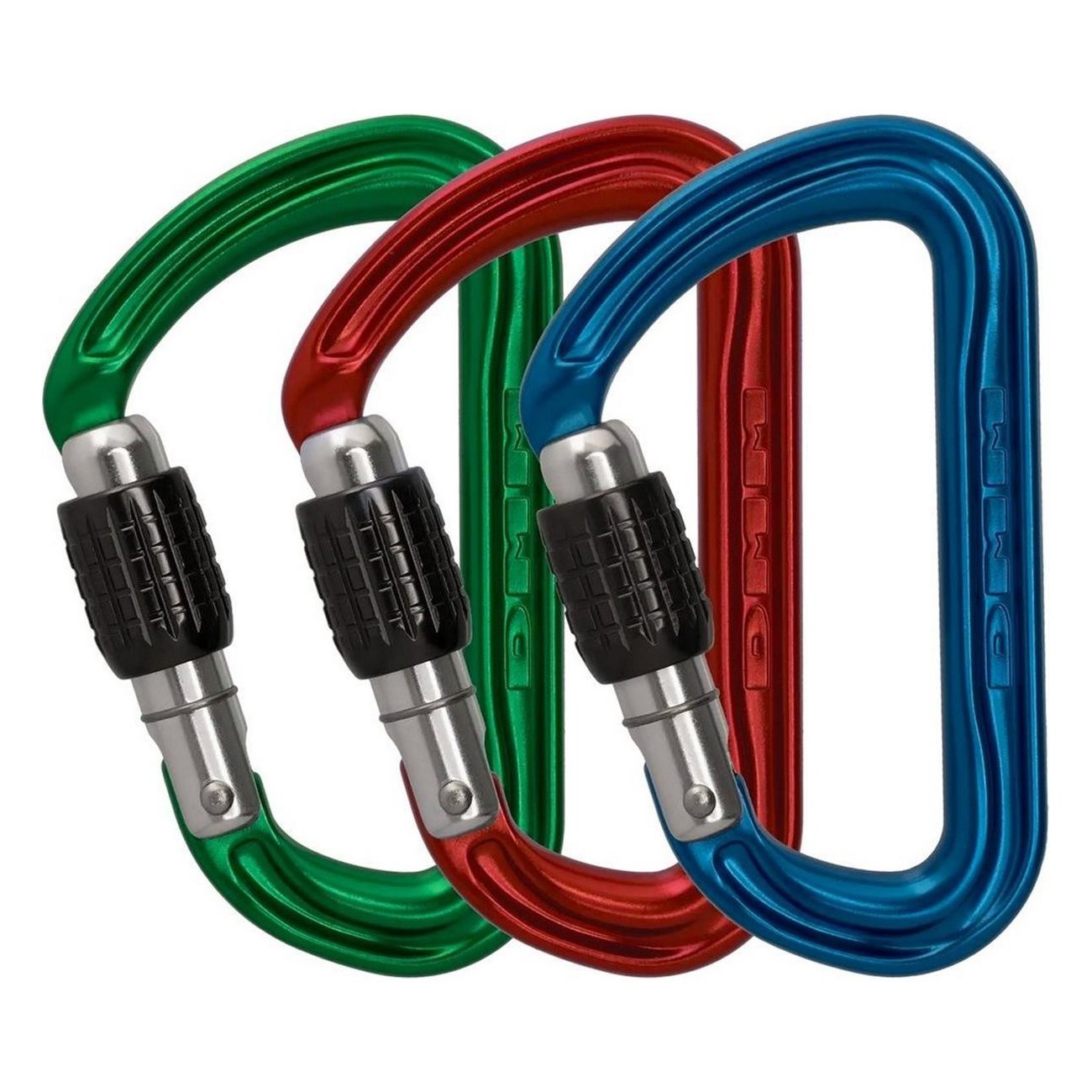 Set of 3 Screwgate Carabiners Blue/Red/Green - Lightweight and Safe for Outdoor Adventures - 1