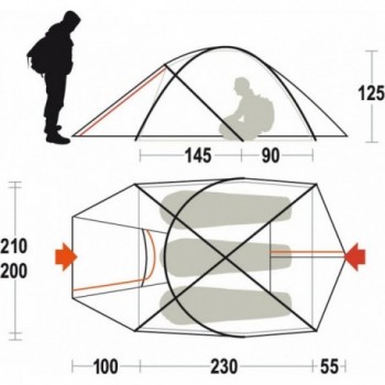 Tente Pilier 3 FR Orange 3 Places Géodésique Imperméable - 6