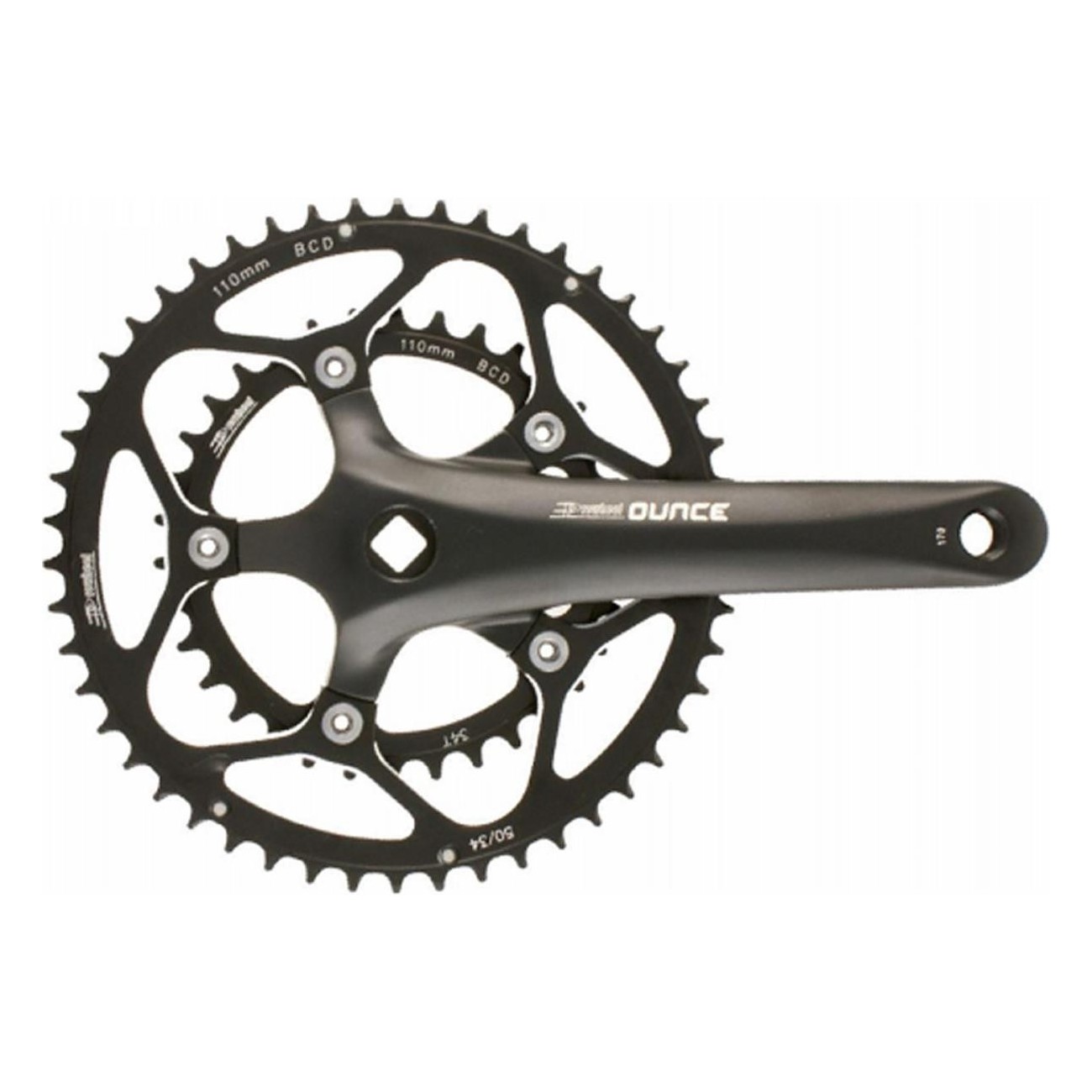 Black Aluminum Crankset 2x10v 34/50T for Road Bike, 170mm BCD 110mm - 1