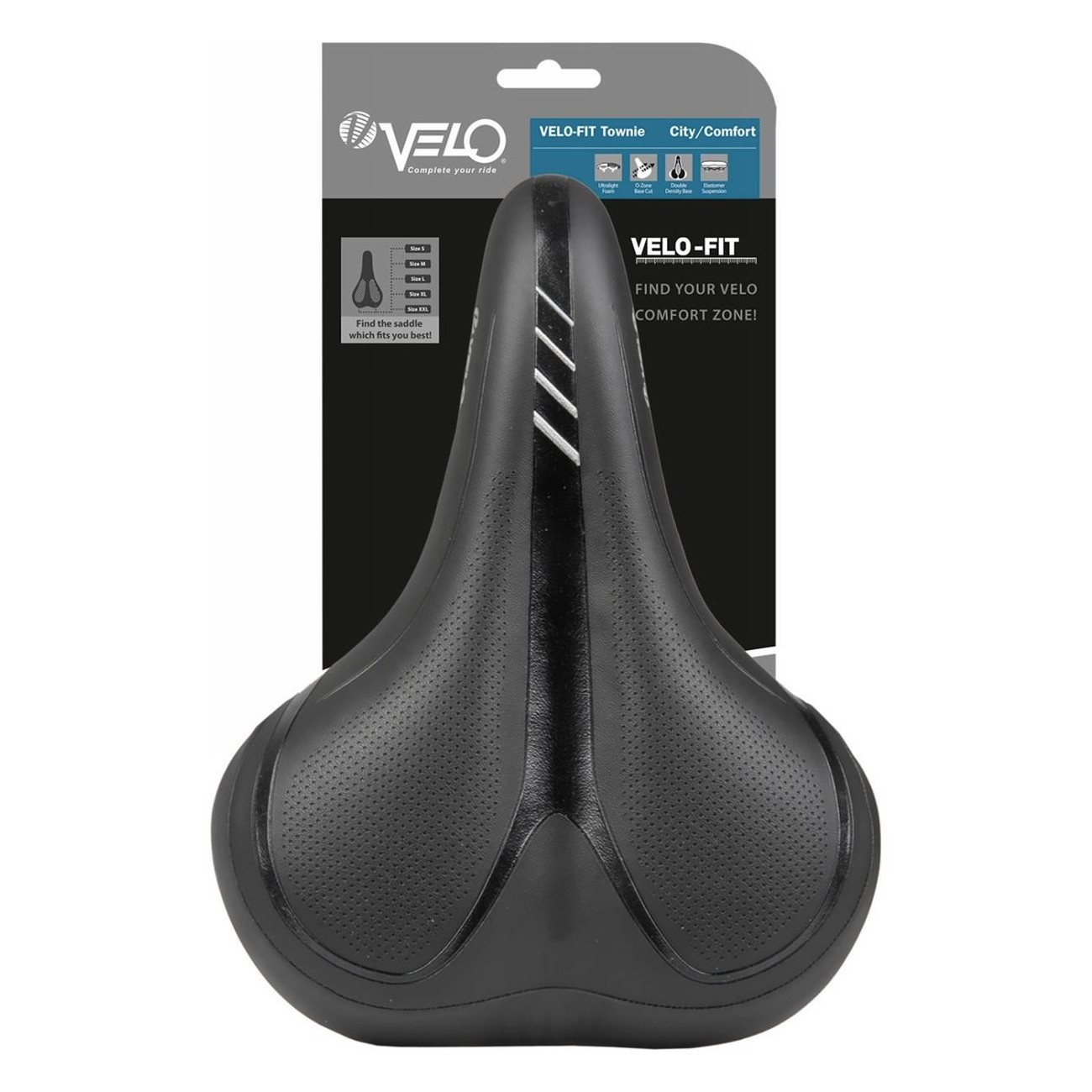 Sella City Comfort Velo Fit Townie XXL 267x238 mm Nero/Argento con Schiuma Leggera e Sospensioni Elastomero - 4 - Selle - 088753