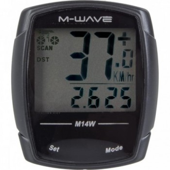 M-Wave M14W Black Bike Computer with 14 Functions and Radio Transmission - 1