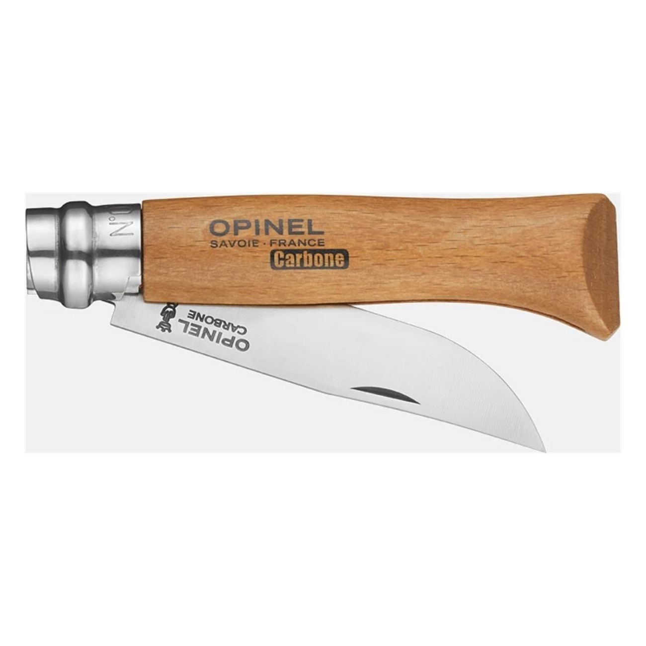 Opinel Knife N°08 Carbon Steel with Beech Handle and Virobloc Safety System - 2