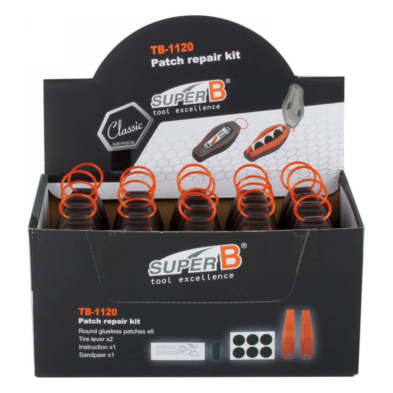 Super B Classic TB-1120 Tire Repair Kit - 20 Pieces with Levers and Patches - 4