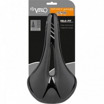 Sella Velo Fit Athlete FC per Strada e MTB, 276x152 mm, Nero/Argento, Comfort Zone L - 3 - Selle - 0887539022365