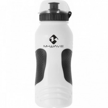 M-Wave 550-600cc White Water Bottle with Transparent Cap and Black Lid - 1