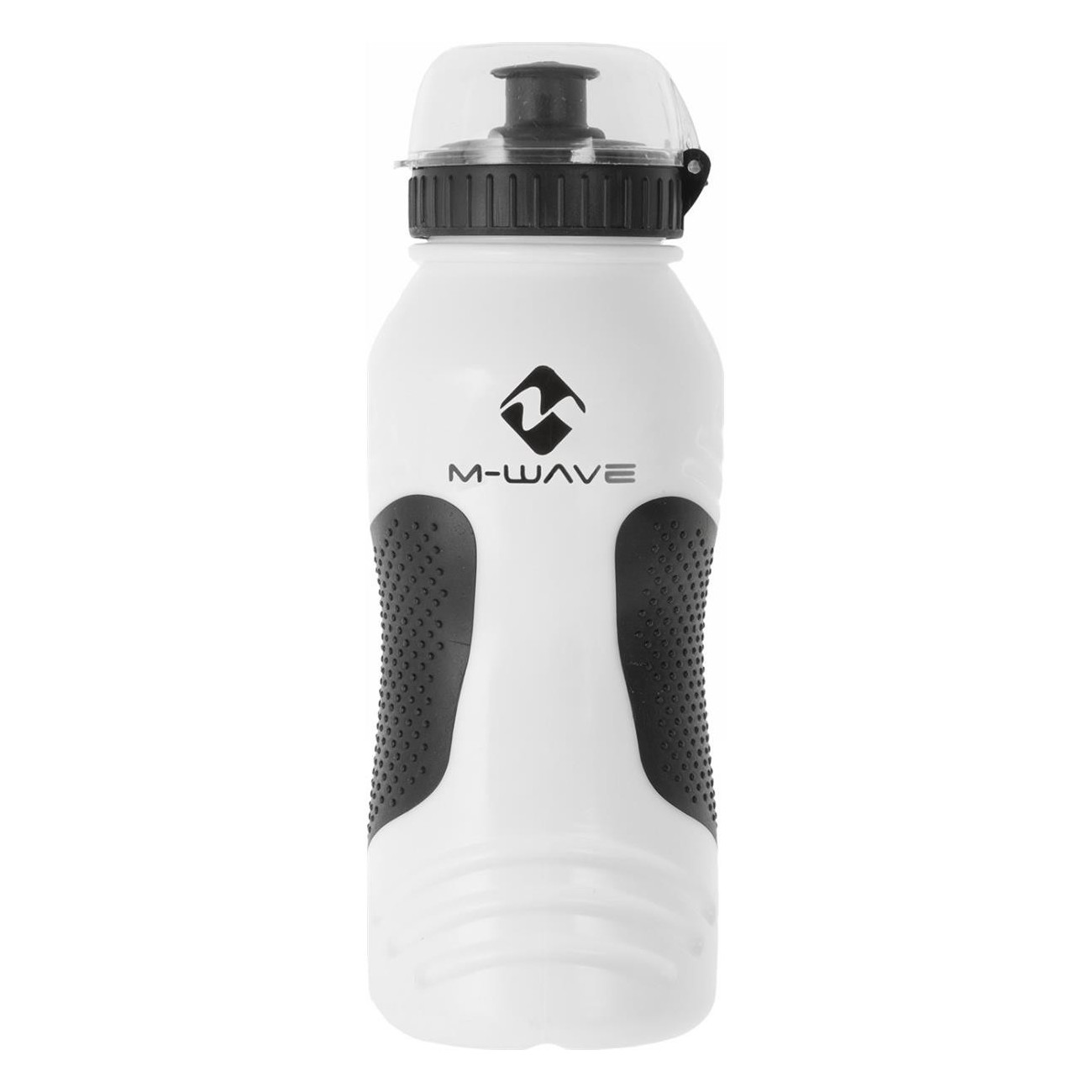 M-Wave 550-600cc White Water Bottle with Transparent Cap and Black Lid - 1