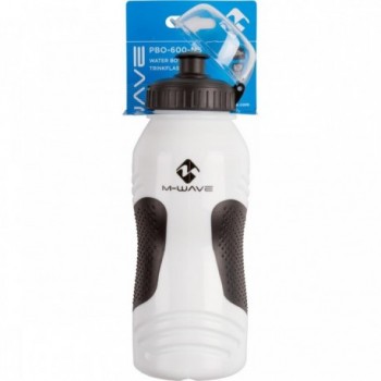 M-Wave 550-600cc White Water Bottle with Transparent Cap and Black Lid - 2